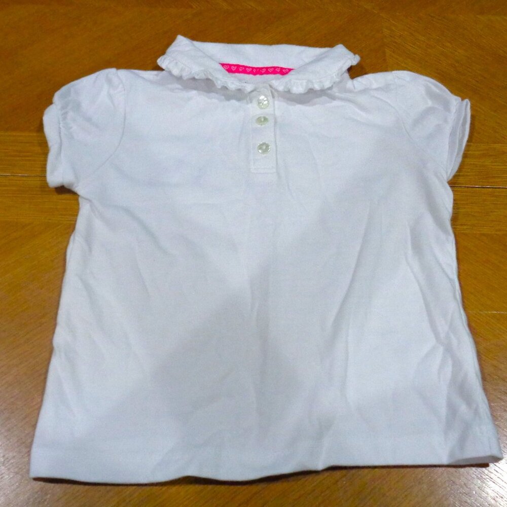 U.S. POLO ASSN. WHITE BUTTON SHORT SLEEVE RUFFLED COLLAR GIRLS SIZE 4 SHIRT